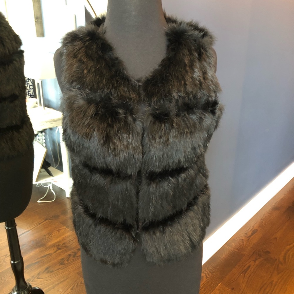 BCBGMAXAZRIA Fur Crochet Vest